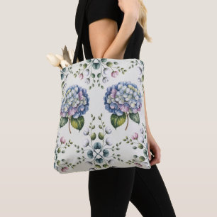 Elegantes blaues Wasserfarben-Blumenmuster Tasche