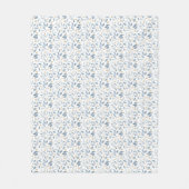 Elegantes blaues Wasserfarben-Botanikmuster Fleecedecke (Vorderseite)