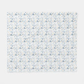 Elegantes blaues Wasserfarben-Botanikmuster Fleecedecke (Vorderseite (Horizontal))