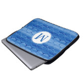 Elegantes blaues Wasserfarben-Ogee-Muster mit Mono Laptopschutzhülle (Vorne Knopf)