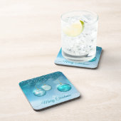 Elegantes blaues Weihnachten verziert | Getränkeuntersetzer (Rechte Seite)