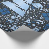 Elegantes Blaues Weihnachtsbaummuster Geschenkpapier (Ecke)