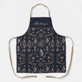 Elegantes blaues Weihnachtsfest-Monogramm Schürze (Vorderseite)