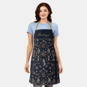 Elegantes blaues Weihnachtsfest-Monogramm Schürze (Getragen)