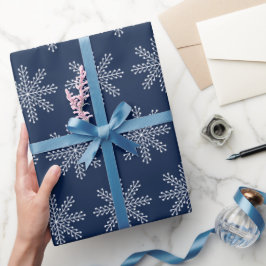 Elegantes Blaues Weihnachtsschneeflockenmuster Geschenkpapier