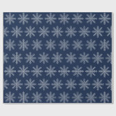 Elegantes Blaues Weihnachtsschneeflockenmuster Geschenkpapier (Flach)