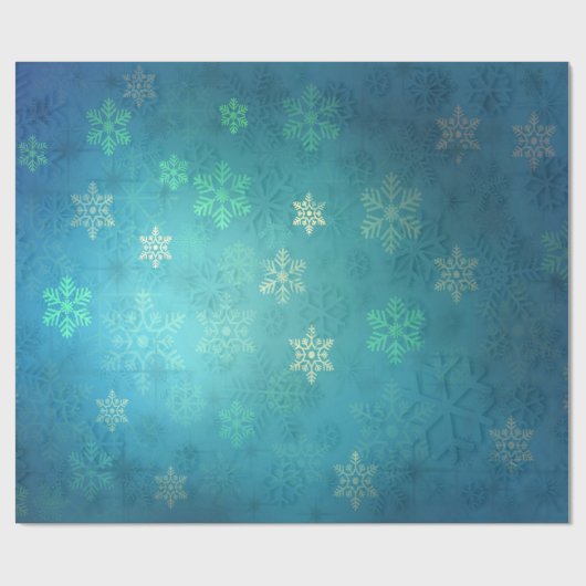 Elegantes Blaues Weihnachtsschneeflockenmuster Geschenkpapier (Flach)