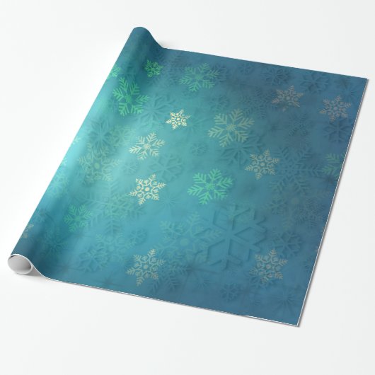 Elegantes Blaues Weihnachtsschneeflockenmuster Geschenkpapier (Ungerollt)