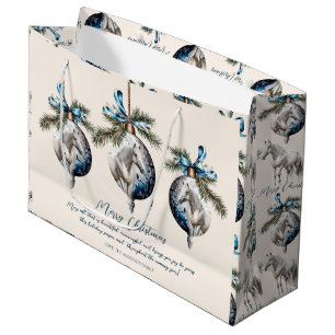 Elegantes blaues Weihnachtsweißpferd Große Geschenktüte