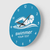 Elegantes blaues weißes Schwimmbad Wasser Große Wanduhr (Winkel)