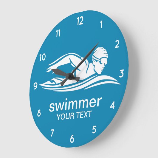 Elegantes blaues weißes Schwimmbad Wasser Große Wanduhr (Winkel)