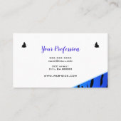 Elegantes blaues Zebra-Muster Hübsche Schmetterlin Visitenkarte (Rückseite)