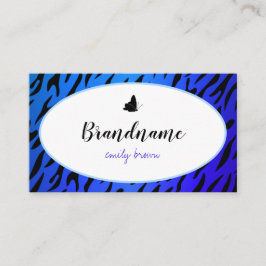 Elegantes blaues Zebra-Muster Hübsche Schmetterlin Visitenkarte