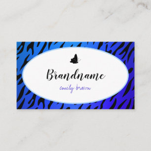 Elegantes blaues Zebra-Muster Hübsche Schmetterlin Visitenkarte