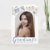 Elegantes blaugelbes blühendes Abschluss Foto Ankündigung (Vorderseite)