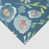 Elegantes blaugrünes, florales Wasserfarbmuster Seidenpapier (Ausschnitt)