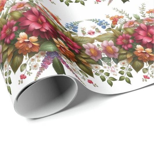 Elegantes blaurosa Blumenpapier Geschenkpapier (Rolleneckpunkt)