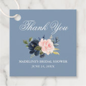 Elegantes, blaurosa, florales Brautparty Geschenkanhänger (Vorderseite)