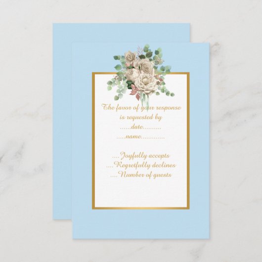 ELEGANTES BLAUWEISS-FLORALISCHES UAWG RSVP KARTE (Vorne/Hinten)
