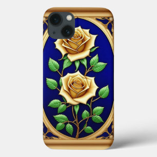 Elegantes Bleiglasfenster mit goldener Rose Case-Mate iPhone Hülle