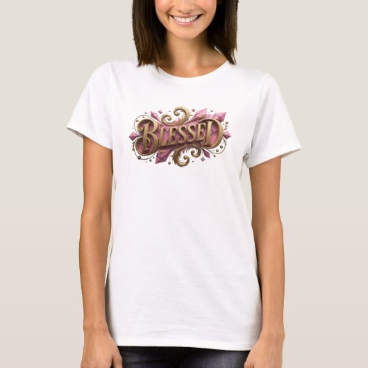 Elegantes BLESSED visuelles Design T-Shirt (Vorderseite)