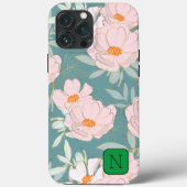 Elegantes Blickfang Design Initial Blue Blume Case-Mate iPhone Hülle (Rückseite)