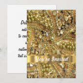 Elegantes bling Gold Einladung (Vorne/Hinten)