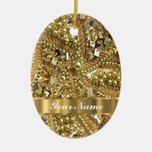 Elegantes bling Gold Keramik Ornament