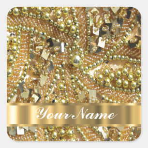 Elegantes bling Gold Quadratischer Aufkleber