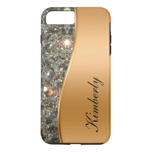 Elegantes Bling-Monogramm iPhone 7 Plus Hülle (Rückseite)