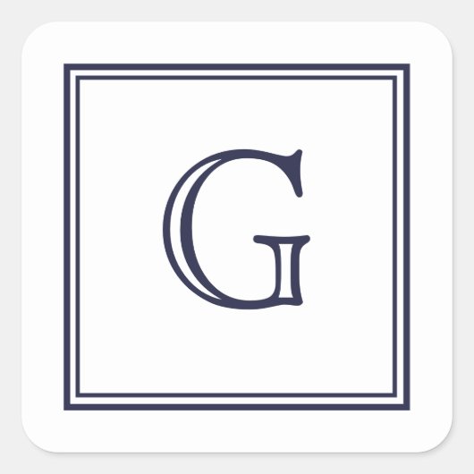 Elegantes Blockmonogramm mit Aufklebern für den Ra Quadratischer Aufkleber (Vorderseite)