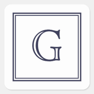 Elegantes Blockmonogramm mit Aufklebern für den Ra Quadratischer Aufkleber