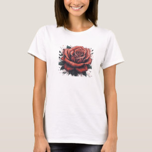 Elegantes Bloom: Stilisierte Rose Sketch T-Shirt