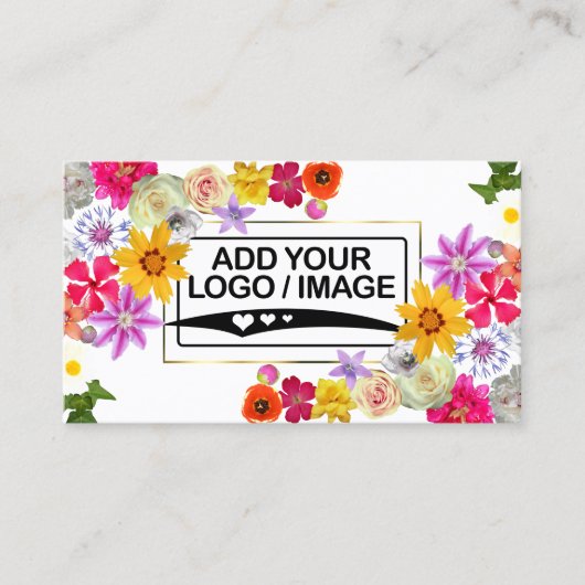 Elegantes Blooming Wildblumen Gold Lilac Logo-Foto Visitenkarte (Vorderseite)
