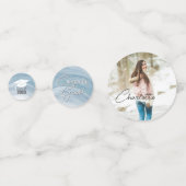 Elegantes Blue Abschluss Custom Foto Konfetti (Rückseiten)