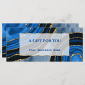 Elegantes Blue Agate Gold Geschenkgutschein (Vorne/Hinten)
