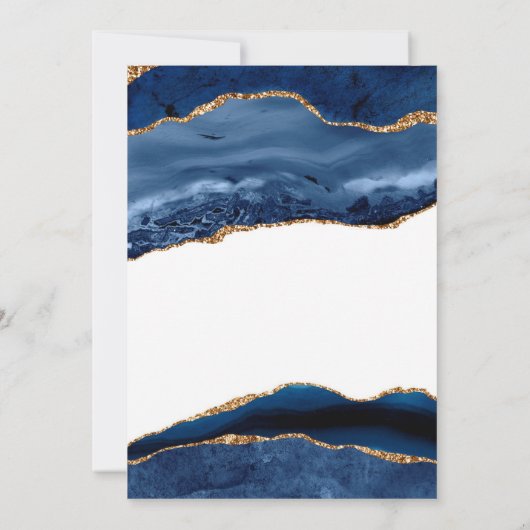 Elegantes Blue Agate mit Gold | BRAUTPARTY Einladung (Rückseite)
