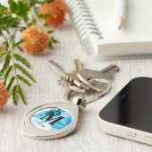 Elegantes Blue Alcohol Ink Monogramm Schlüsselanhänger (Seite)