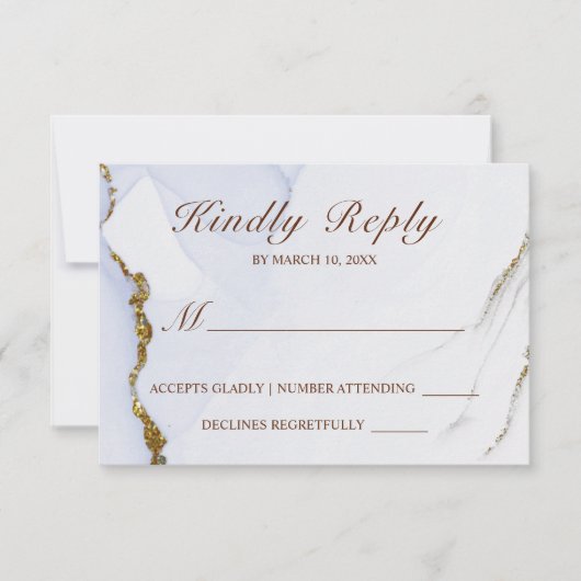 Elegantes Blue and Gold Abstract Design Wedding RS RSVP Karte (Vorderseite)