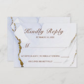 Elegantes Blue and Gold Abstract Design Wedding RS RSVP Karte (Vorne/Hinten)