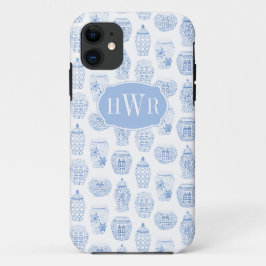 Elegantes Blue and White Ginger Jar Mit Monogramm Case-Mate iPhone Hülle