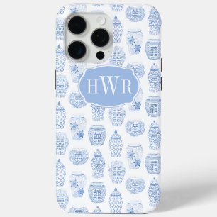 Elegantes Blue and White Ginger Jar Mit Monogramm Case-Mate iPhone Hülle