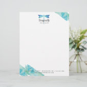 Elegantes Blue & Aqua Watercolor Dragonfly Logo (Stehend Vorderseite)