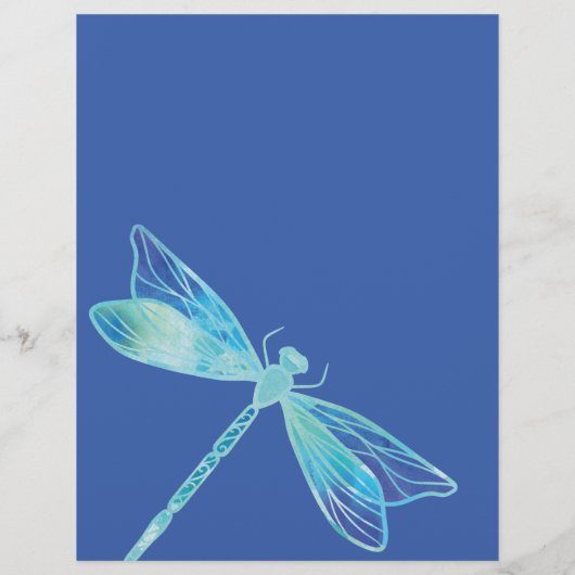 Elegantes Blue & Aqua Watercolor Dragonfly Logo (Rückseite)