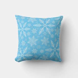 Elegantes Blue Aqua Weißer Winter Snowflake Kissen