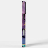 Elegantes Blue Aquamarin Lilac Gold Blume Monogram Case-Mate iPhone Hülle (Rückseite / Rechts)