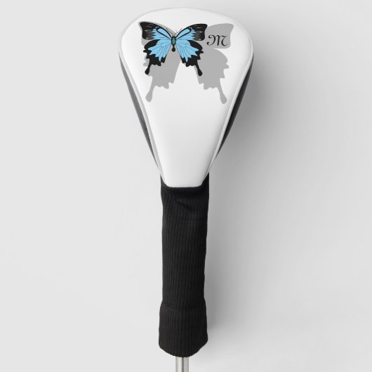 Elegantes Blue Backed Butterfly Shadow Monogramm Golf Headcover (Vorderseite)