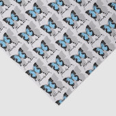 Elegantes Blue Backed Butterfly Shadow Monogramm Seidenpapier (Ausschnitt)