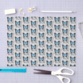 Elegantes Blue Backed Butterfly Shadow Monogramm Seidenpapier (Handwerk)