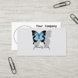 Elegantes Blue Backed Butterfly Shadow Monogramm Visitenkarte